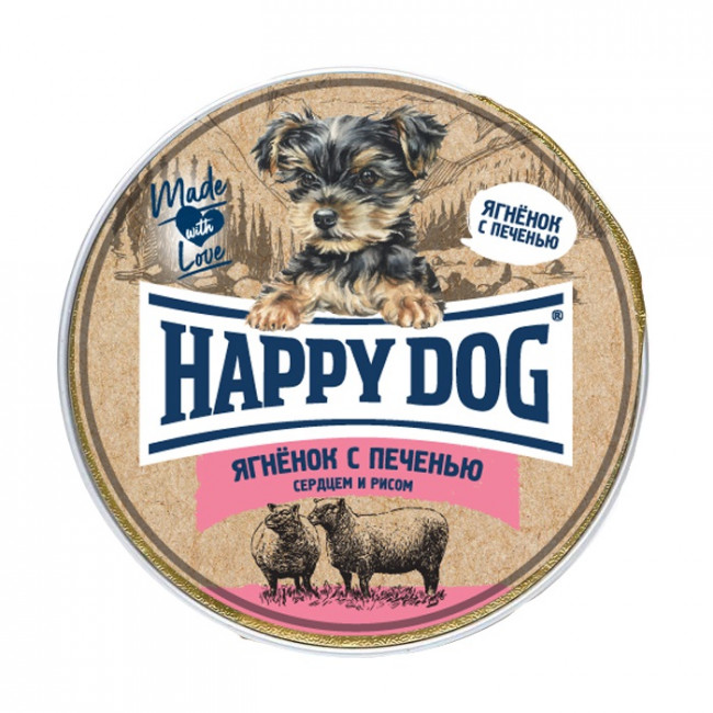 Happy Dog Паштет для щенков Ягненок с печенью, сердцем и рисом 125 гр