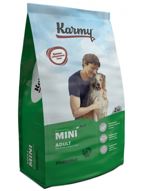 Karmy Mini Adult Индейка 10 кг Полнорационный сухой корм для собак мелких пород старше 1 года