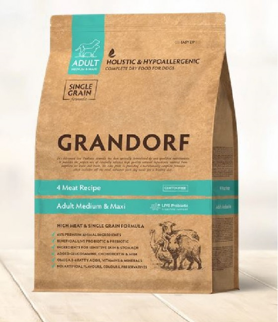 GRANDORF DOG 4 Meat PROBIOTIC MEDIUM&MAXI (4 мяса с пробиотиками для собак средних и крупных пород) 10 кг.