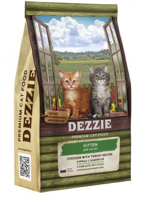 DEZZIE KITTEN сухой корм д/котят 400гр курица/индейка