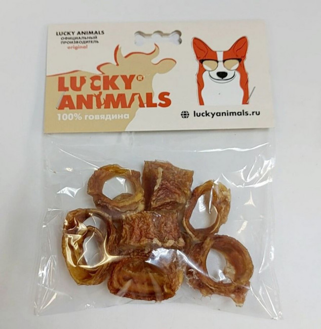 Лакомство для собак Lucky Animals "Аорта S", говяжья резанная, 35 г