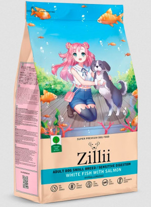 ZILLI Adult Dog Small Сухой корм для взрослых собак мелких пород     Белая рыба с лососем 8 кг