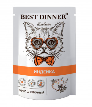 Best Dinner пауч Exclusive для кошек и котят индейка в сливочном муссе 85гр