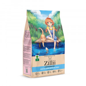 ZILLII Light/Sterilized сухой корм для взрослых кошек, страдающих лишним весом и стерилизованных Белая рыба с лососем 400 гр
