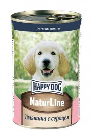 Happy Dog NaturLine Консервированный корм для щенков Телятина с сердцем 410 гр