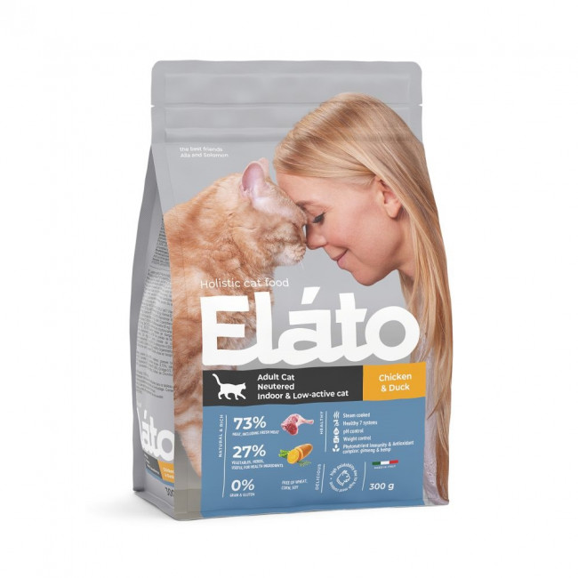 Elato Holistic Adult Cat Neutered / Indoor & Low-Active Cat Сухой корм для стерилизованных и малоактивных кошек, 300г