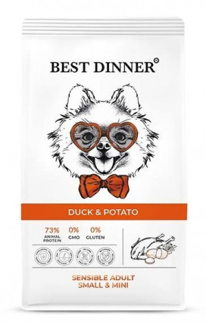 Best Dinner Adult Mini Sensible Duck&Potato для собак мини пород с чувств. пищеварением с уткой и картофелем 3 кг