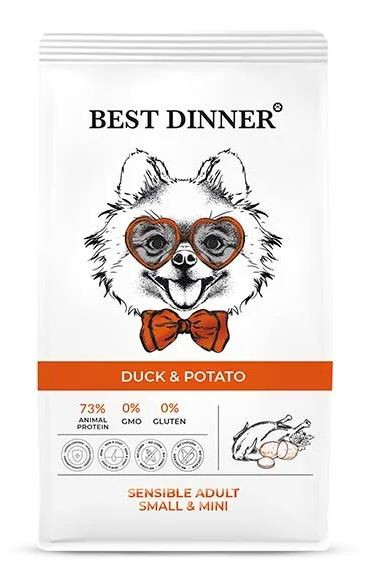 Best Dinner Adult Mini Sensible Duck&Potato для собак мини пород с чувств. пищеварением с уткой и картофелем 3 кг