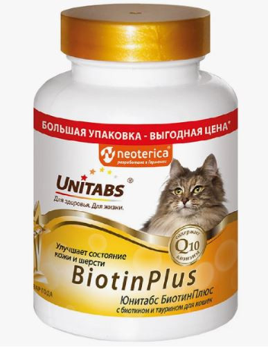 Unitabs BiotinPlus витаминно-минеральный комплекс для кошек для кожи и шерсти, 200 таб.