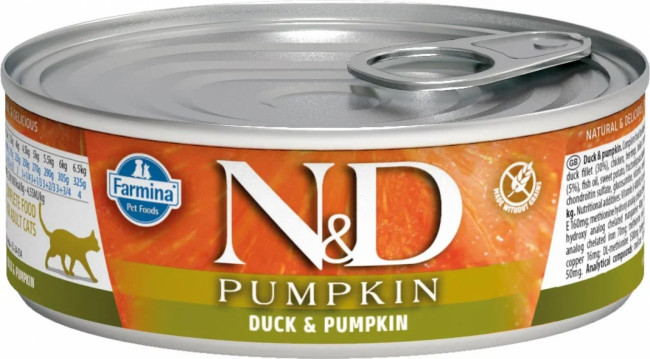 Консервы FARMINA N&D CAT DUCK&PUMPKIN для взрослых кошек с уткой и тыквой - 70 гр