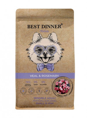 Best Dinner Холистик Эдалт Сенсибл Мини с Телятиной и розмарином (сухой корм для собак) - 1,5 кг