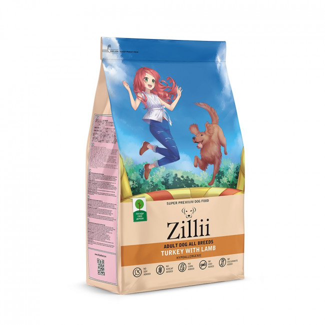 ZILLII Adult Dog сухой корм для взрослых собак всех пород Индейка с ягнёнком 3 кг