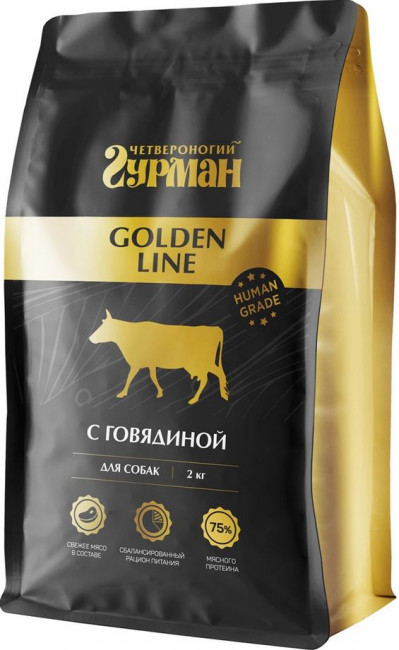 Четвероногий гурман Golden line Сухой полнорационный корм для собак с Говядиной 2 кг