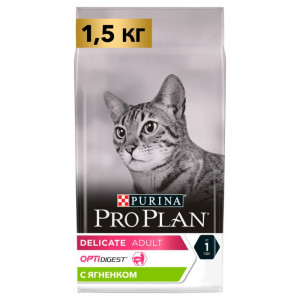Pro Plan Delicate сухой корм для кошек при чувствительном пищеварении с ягненком 1.5 кг