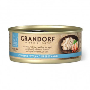 Консервы для кошек GRANDORF Куриная грудка с креветками, 70 гр