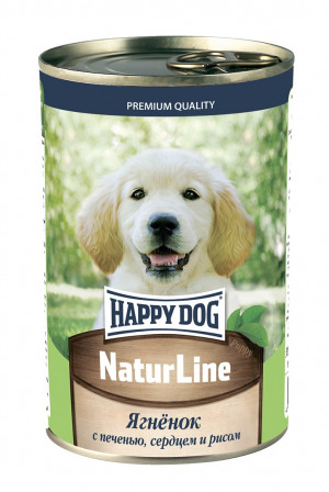 Happy Dog NaturLine Консервированный корм для щенков Ягненок с печенью, сердцем и рисом 410 гр