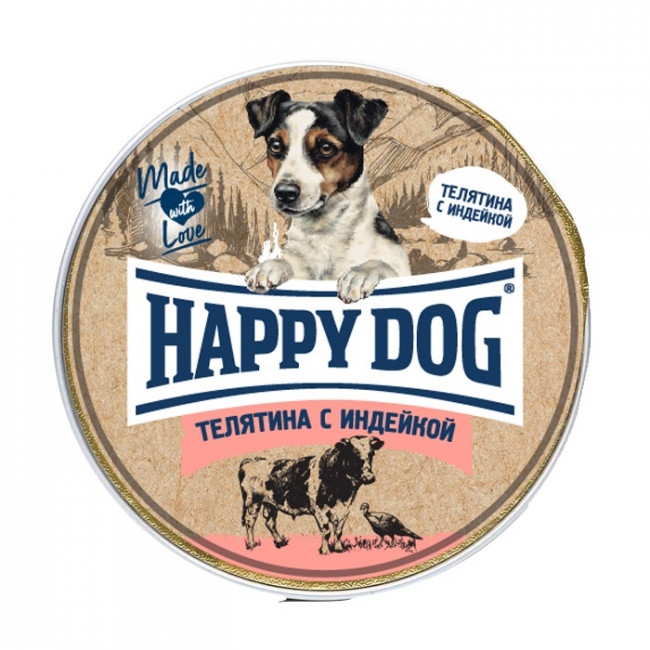 Happy Dog Паштет для собак Телятина с индейкой 125 гр