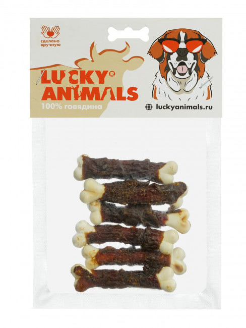 Лакомство Lucky Animals для собак "Печень на кальцевой косточке", 60 гр