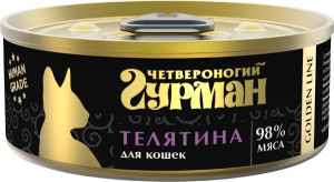 Четвероногий гурман Корм консервированный для кошек "Golden line Телятина", 100 г
