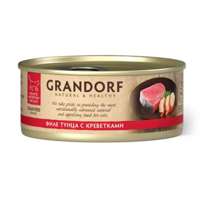 Консервы для кошек GRANDORF Филе тунца с креветками , 70 гр