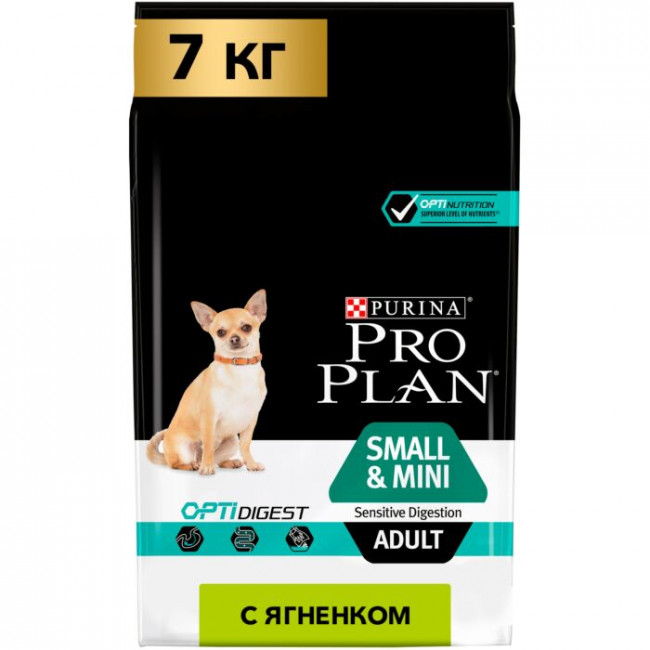 Pro Plan сухой корм для собак мелких пород при чувствительном пищеварении с ягненком 7 кг
