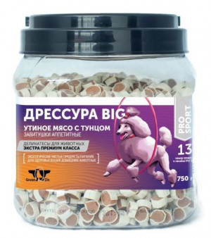 ГРИН КЬЮЗИН Лакомство для собак "Дрессура BIG" утка/рыба 750г