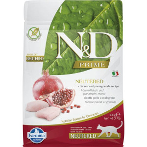 Farmina N&D Prime Cat Chicken & Pomegranate Neutered сухой беззерновой корм для взрослых стерилизованных кошек с курицей и гранатом - 300 г