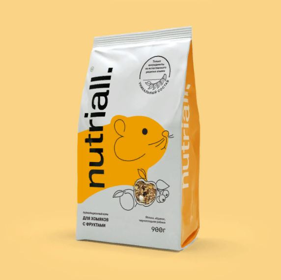 Nutriall полнорационный корм для хомяков с фруктами   900гр