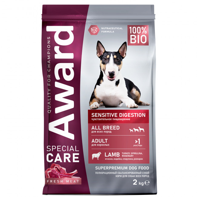 Сухой корм AWARD SPECIAL CARE Sensitive Digestion для взрослых собак всех пород с чувствительным пищеварением со свежим мясом ягненка 2кг