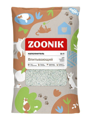 ZOONIK наполнитель впитывающий минеральный для кошачьего туалета - 10 л