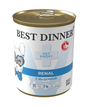 Best Dinner Vet Profi Renal Диетические консервы для собак и щенков  с индейкой, 340 гр