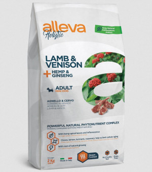 Сухой корм Alleva Holistic Lamb & Venison + Hemp & Ginseng Mini для взрослых собак мелких пород, 2 кг