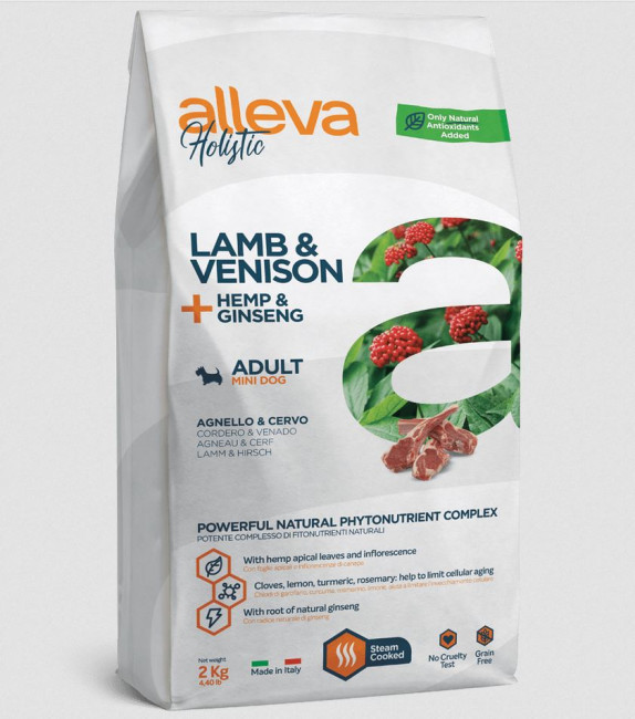 Сухой корм Alleva Holistic Lamb & Venison + Hemp & Ginseng Mini для взрослых собак мелких пород, 2 кг
