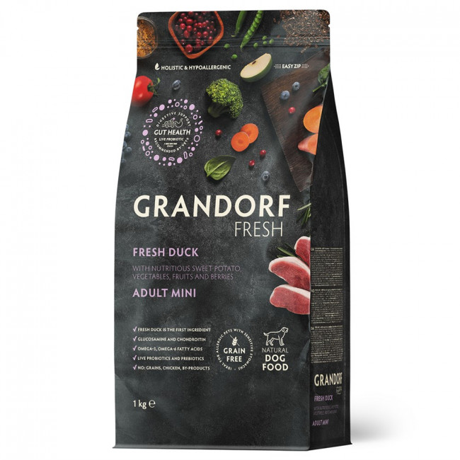 GRANDORF Fresh DOG MINI суой корм для собак мелких пород, свежее мясо утки с бататом 1 кг