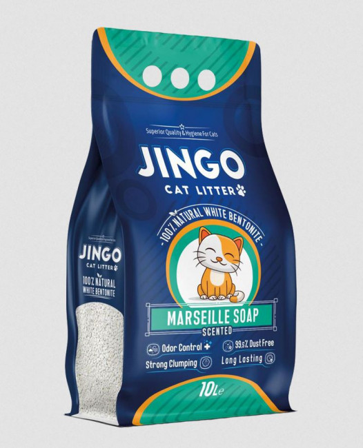 Наполнитель JINGO комкующийся Марсельское мыло 5л, 4,35кг