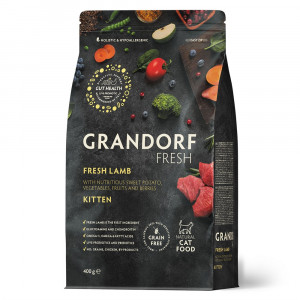 GRANDORF Fresh CAT KITTEN сухой корм для котят, свежий ягненок с бататом - 400г
