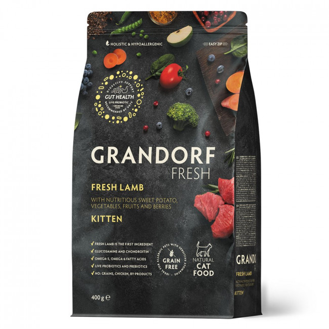 GRANDORF Fresh CAT KITTEN сухой корм для котят, свежий ягненок с бататом - 400г