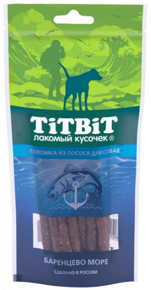 Лакомство TiTBiT Соломка из лосося для собак всех пород 80г