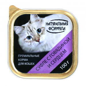 Натуральная Формула Влажный корм для кошек Суфле с говядиной и сердцем 100 гр