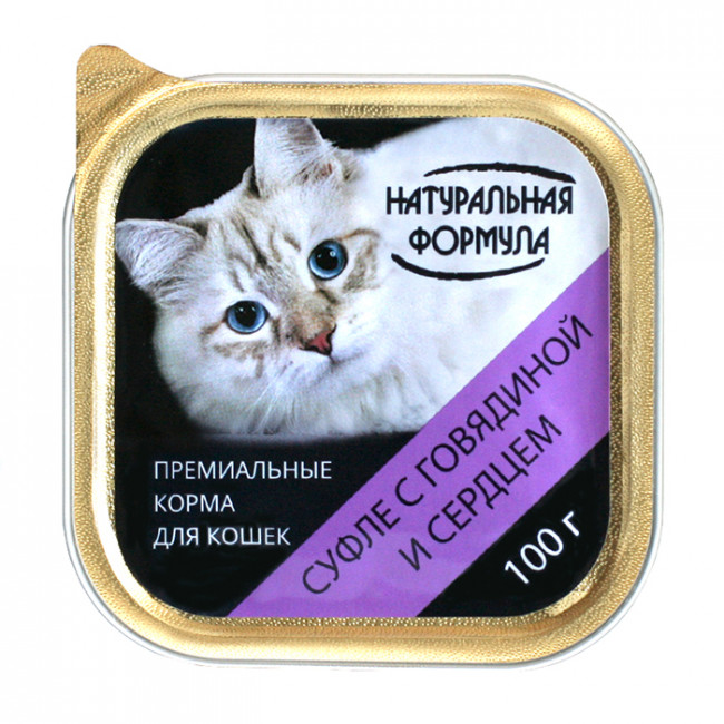 Натуральная Формула Влажный корм для кошек Суфле с говядиной и сердцем 100 гр
