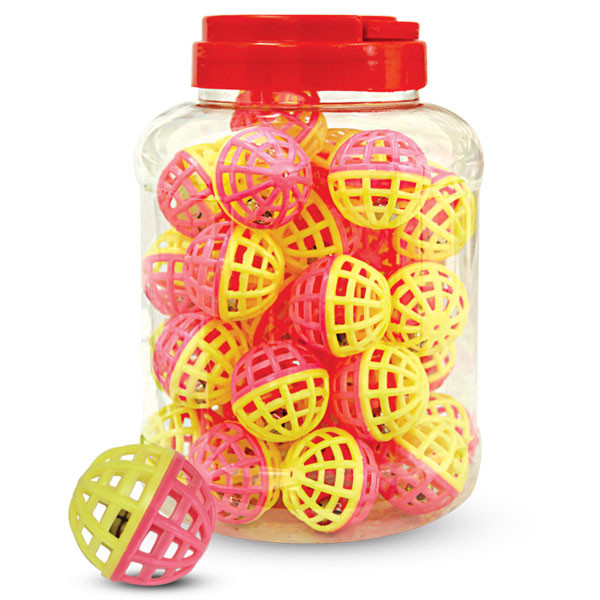 Игрушка для кошек "Мяч-погремушка", желто-розовый, d40мм, Triol