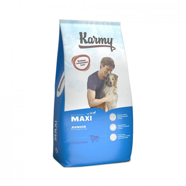 Karmy Maxi Junior сухой корм для щенков крупных пород с телятиной - 14 кг