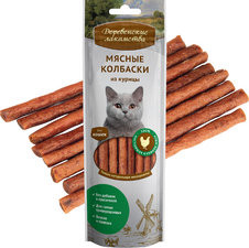 Лакомства для кошек "Деревенские Лакомства" колбаски из курицы 45 гр