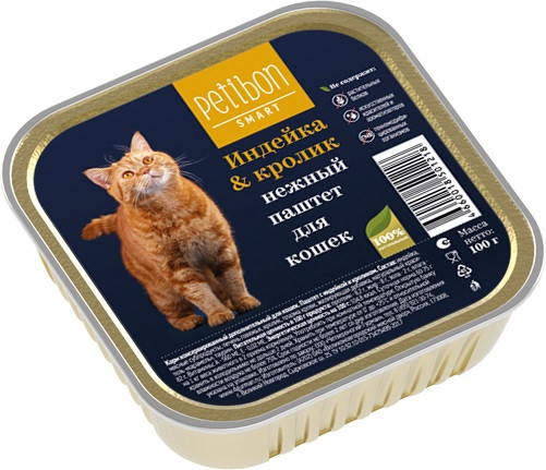 Корм консервированный для кошек Petibon Smart "Паштет с индейкой и кроликом", 100 г