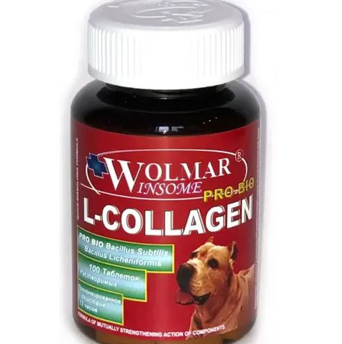 Витамины Wolmar Winsome Pro Вio L-Collagen. Мультикомплекс для собак для восстановления сухожилий и связок, 100табл.