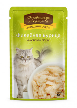 Деревенские лакомства "Филейная курица в нежном желе" Пауч пакет, 70 гр