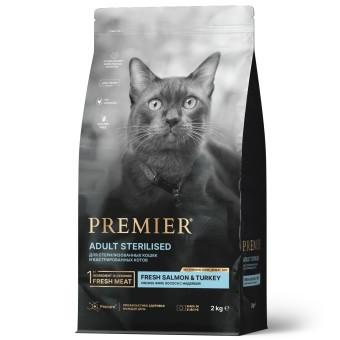 Premier Cat Salmon&Turkey STERILISED         Лосось с индейкой для стерилизованных кошек     2 кг