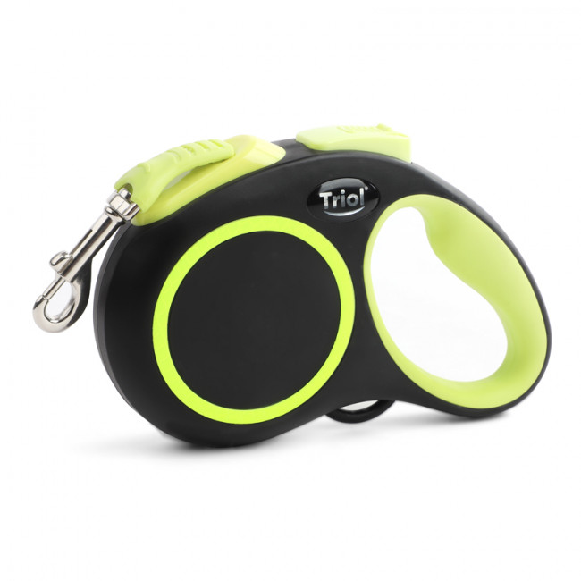 Поводок-рулетка для собак Urban Neon M, 5м до 25кг, лента, черный, Triol