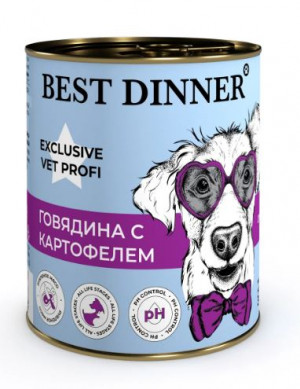 Best Dinner консервы для собак Vet Profi Urinary Exclusive Говядина с картофелем 340г