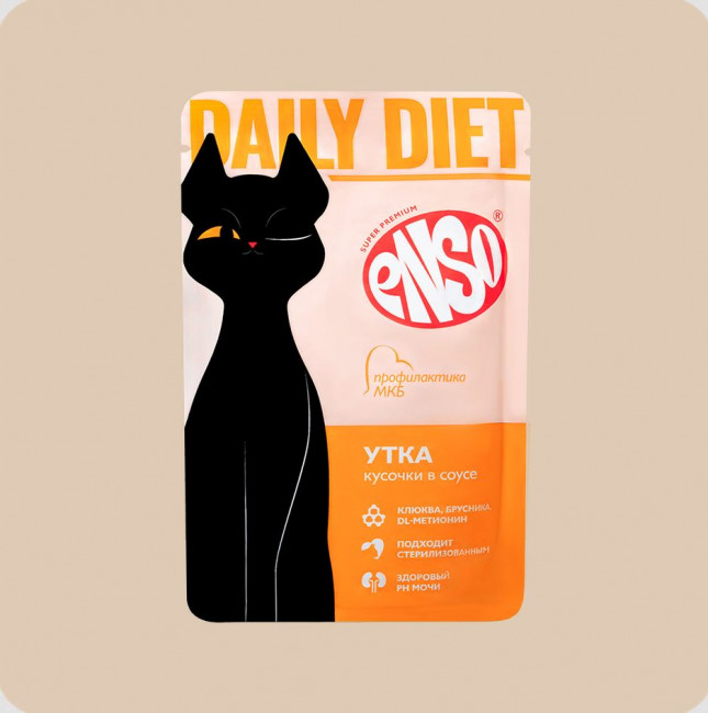 ENSO DAILY DIET Пауч для кошек профилактика МКБ, утка в соусе, 85г